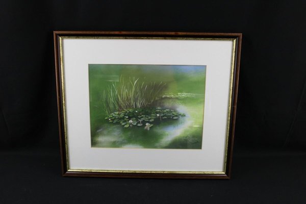 Gemälde Braeker Teich mit Seerosen und Gras