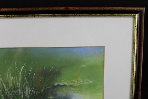 Gemälde Braeker Teich mit Seerosen und Gras