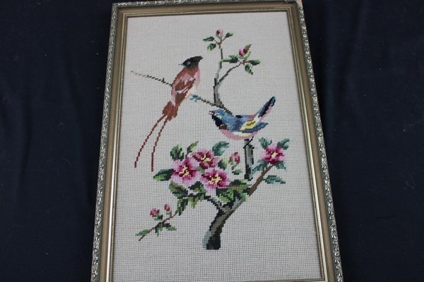 Gobelin, gestickte Bilder, Vögel 50 x 33 cm