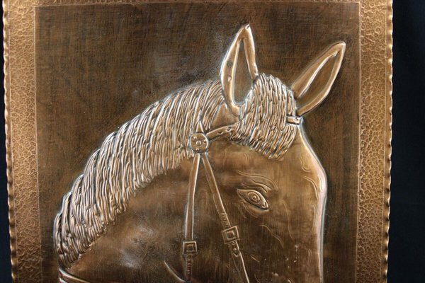 Wandbild Pferdekopf Kupfer/Holz